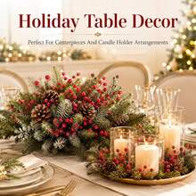 99/400Pcs Stems Artificial Flowers, Orange Red Berry Twigs, Hand-Twisted Floral Branches For DIY Crafts, Vase Arrangements, Autumn & Halloween Table Centerpieces, Party & Home Decor - Multicolor - View 10
