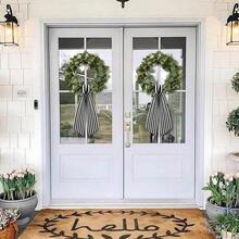 1 Pack/2 Packs Boxwood Wreath Belt Decorative Band, Used For Front Door Porch Decoration (Black And White Striped) - Black - View 7