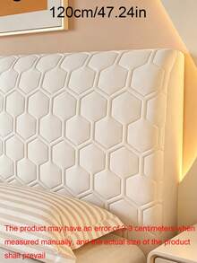 Hexagonal Quilted Sandwich Headboard Cover, Solid Color Thick Dustproof Stretch Upholstered Headboard Protector With Fixing Stickers, Detachable Washable Soft Skin-Friendly Bed Head Cover For Single & Double Beds - Off-white - View 16