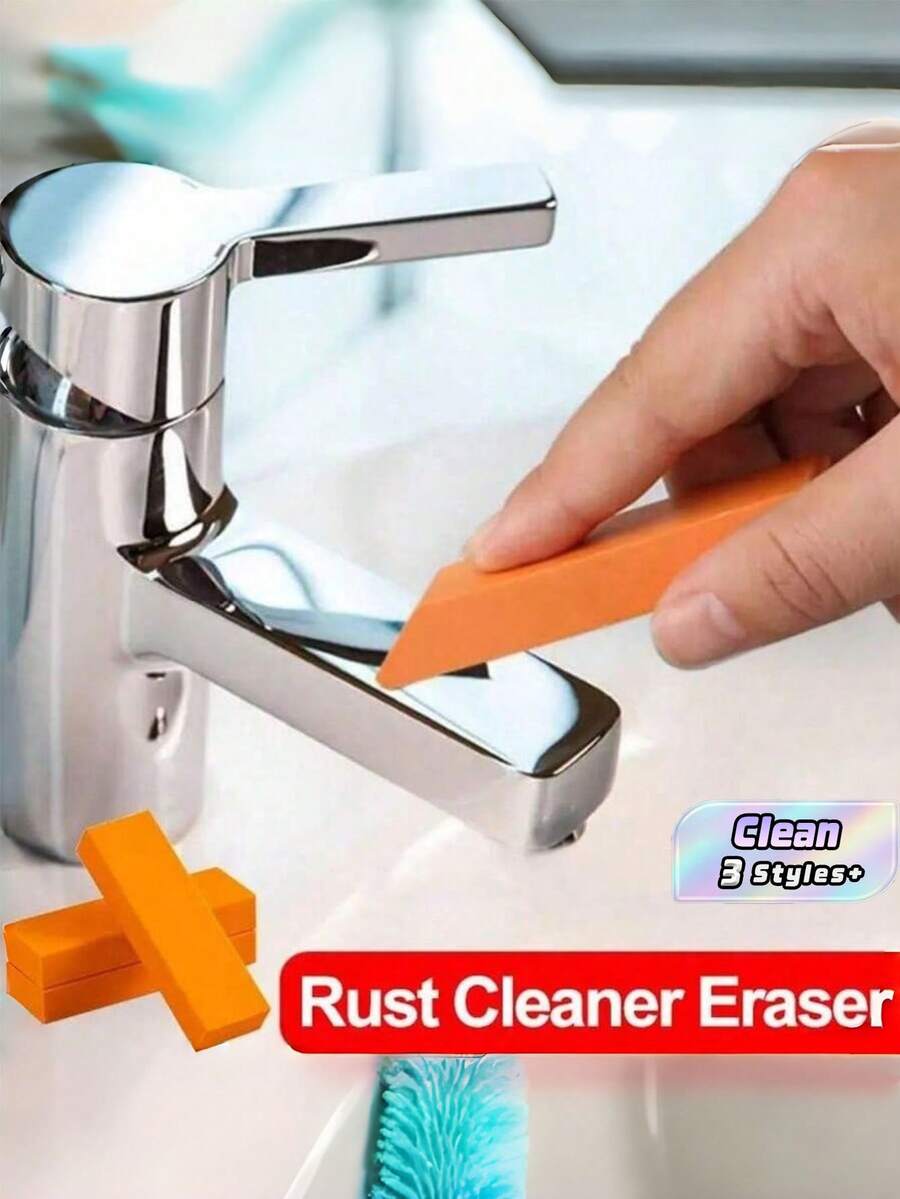 1/2/3PCS LARGE RECTANGULAR RUBBER SPONGE DESINCRUSTANTE EFFECTIVE NONSCRATCH REMOVES GREASE SOAP SCUM ORANGE SCRUBBER FOR BATHROOM KITCHEN HOUSEHOLD - A - View 1