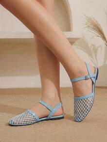 Styleloop Wanita, Paku Willow, Gesper, Sepatu Datar. - Biru muda - View 4