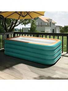 1 Piece Of Super Large Inflatable Swimming Pool, Thick-Walled Adult Swimming Pool, Family Backyard Swimming Pool, Suitable For Garden, Summer Water Park Family Pool, Portable Easy Swimming Pool - Orange Green - View 4