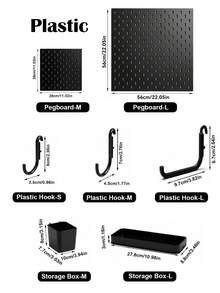Black Pegboard Wall Organizer Kit With Hooks, Shelves And Storage Bins, Modular Wall Mount Hole Board Display Rack, Easy Install DIY Space Saving Storage For Desk Accessories Stationery Decor Gaming Bedroom Office Wall Decor - Black - View 12