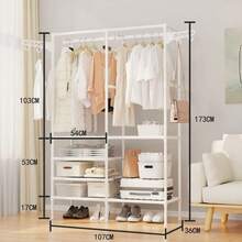 PPN Brand Heavy Duty Metal Clothes Rack, Rolling Garment Rack With Storage Shelves, Portable Closet Wardrobe Organizer For Bedroom & Laundry, - Multicolor - View 2