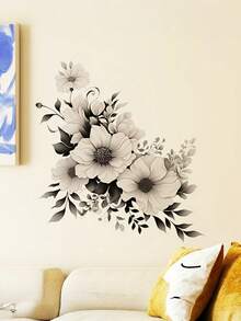 1PC PVC Self Adhesive Removable Waterproof Gray White Floral Pattern Wall Stickers Decals Peel Stick Easy Clean Durable For Bedroom Living Room Door Window Home Decor Valentine Gift - multicolor - View 2