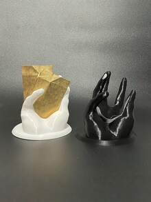 1PC Realistic Palm Business Card Holder Sturdy Base Desk Organizer Office Home Reception Minimalist Workspace Decor Compatible Cards Cute Accessory Storage Rack Executive Gift Trending Now - A - View 2
