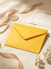 Gold-Flecked Special Paper Envelope & Letter Set, Vintage Thick Premium Invitation Card, Postcard, Wax Seal - A - View 12