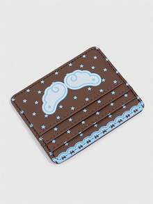 ROMWE Anime 1Pc Y2K Style Star Wing Polka Dot Card Holder, Coffee Pink ID Card Wallet, Back To School Daily Mini Coin Purse - Blue coffee - View 4