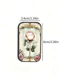 1PC Durable Retro Rose Lace Art Pattern Metal Sliding Lid Tin Box Mini Portable Compact Storage Organizer For Jewelry Earrings Rings Small Trinkets Home Office Desk Valentine Day Gift - Multicolor - View 2