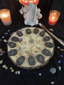 Viking Rune Wooden Carving Set, Runic Symbol Engraved Wood Pieces For Healing Alchemy Meditation, Wooden Altar Rune Letters Kit - Black - View 6