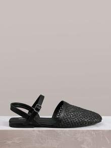Styleloop Women's Flat-Soled Shoes, Straw Fabrics, Mary Jane, Bohemian Vacation Style Wear, A Must For Summer Travel, Breathable And Versatile - Black - View 1