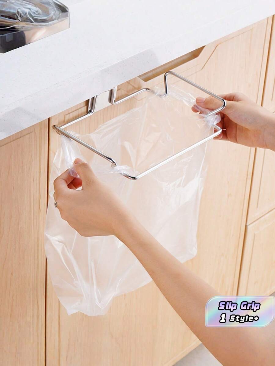 1 gói giá treo túi rác hình chữ nhật gắn cửa tủ, giá đỡ túi rác tiết kiệm không gian với kẹp chống trượt chắc chắn, không cần điện, thiết kế nhỏ gọn phù hợp góc hẹp, tông màu trung tính thanh lịch, đa năng cho bồn rửa bếp, bàn trang điểm phòng tắm, bàn làm việc văn phòng - Bạc - Xem 1