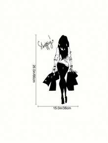 1PC Large Vinyl Self Adhesive Waterproof Removable Durable Fashion Shopping Woman Pattern Wall Decals Stickers For Living Room Home Decor Unique Gift For Women Girls - multicolor - View 5