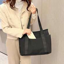 Unisex Casual Shoulder Bag, Large Capacity Handbag, Student Backpack, Solid Color Shoulder Bag, Gym Bag, Travel Bag, Suitable For School And Work - Pink - View 6