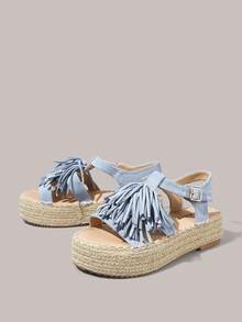 Styleloop 女款流蘇麻繩厚底涼鞋 夏季鞋 - 藍色 - 查看 10