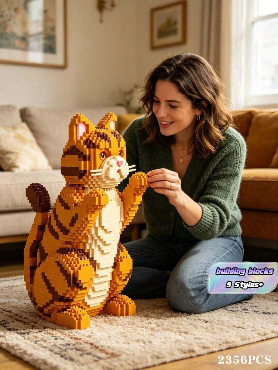 Set Balok Bangunan Model Hewan Peliharaan Dewasa, Kucing Ragdoll Mewah/Kucing Persia/Kucing Biru/Kucing Sapi/Kucing Oranye/Kucing Belang/Kucing Hitam/Kucing Kaliko/Kucing Mahkota, Mainan Konstruksi Modular, Membantu Meredakan Stres dan Mengurangi Kecemasan, Model Balok Bangunan yang Ringkas dan Indah - Berbagai warna - View 1