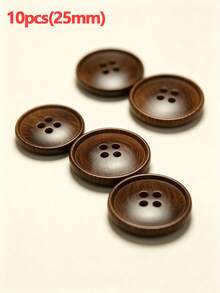 Vintage Imitation Wooden Concave Four-Hole Buttons Multicolor Resin Sewing Fasteners Bulk Supply For Overcoat, Windbreaker, Suit, Handmade Garment Sewing Supplies - coffee color - View 4