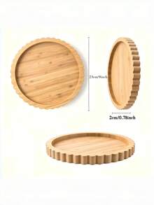 1PC Extra Large Wooden Thickened Widened Scalloped Edge Bohemian Brown Round Tray Multipurpose Organizer For Jewelry Watches Phones Keys Cups Perfume Aromatherapy Storage Home Office Desk Vanity Bathroom Gift Decor - Brown - View 4