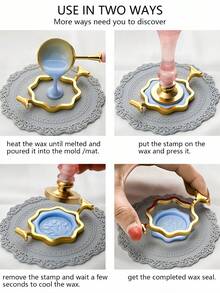 1-Pc Wax Seal Mold Set With Heart, Round, And Other Shapes, Durable Metal Stamp Molds Compatible With 1 Inch Wax Seals, Perfect For Wedding Invitations, Gift Wrapping, Envelope Decoration, DIY Crafts, And Special Celebrations. - Single Piece - View 5
