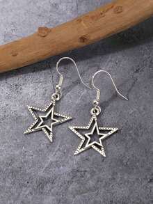 ROMWE Goth 3pairs Star Design Drop Earrings - Silver - View 6
