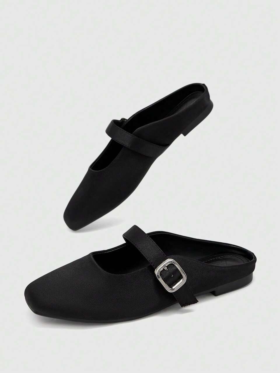 CUCCOO BIZCHIC Women's Spring And Summer Models, Black Satin Fabric, Women's Flat-Soled Shoes, Comfortable Commuting, Elegant, Comfortable And Breathable, Cut