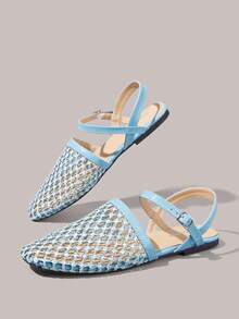 Styleloop Wanita, Paku Willow, Gesper, Sepatu Datar. - Biru muda - View 1