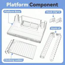 Large Acrylic Turtle Basking Platform With Feeding Dish And Adjustable Ramp, Non-Slip And Durable, Height Adjustable Hanging Shelf. Suitable For Small Turtles, Reptiles, And Aquatic Pets - default - View 4