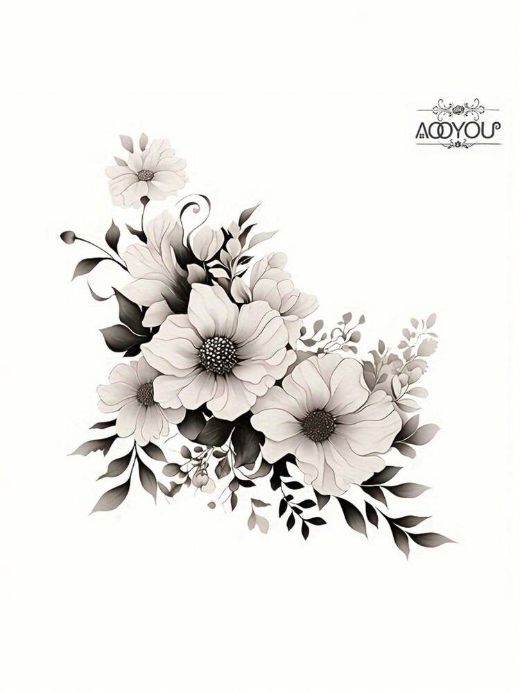 1片 PVC 自黏可移除防水灰白色花卉圖案牆貼貼紙 撕貼式易清潔耐用 適用臥室客廳門窗居家裝飾 情人節禮物 - 多色 - 查看 5