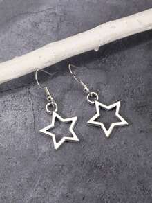 ROMWE Goth 3pairs Star Design Drop Earrings - Silver - View 5