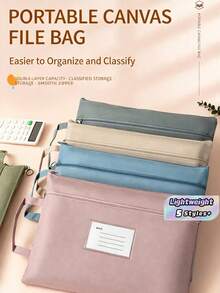 B4 Size Waterproof File Bag, Office Document Organizer, Multi-Functional Storage Tote With Zipper, Oxford Cloth Portfolio For Large Papers, A4 Document Holder For School, Student Must-Have For Books And Test Papers - Multicolor - View 1