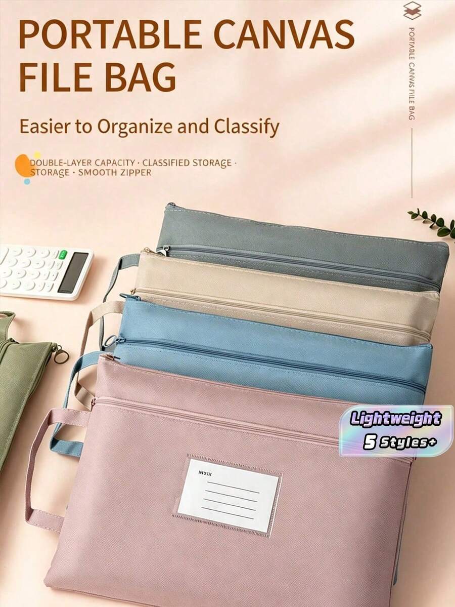 B4 Size Waterproof File Bag, Office Document Organizer, Multi-Functional Storage Tote With Zipper, Oxford Cloth Portfolio For Large Papers, A4 Document Holder For School, Student Must-Have For Books And Test Papers - Multicolor - View 1