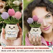 MINKOJA 1 Hand-Crocheted Table Decoration: A Cute Potted Plant Figurine-A Thoughtful Gift For Friends And Sisters, Or A Token Of Appreciation For Mom, Colleagues, And Family; Perfect As A Small Gift For Bedroom Decor - Multicolor - View 14