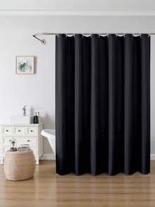 1PC Multi Size Black Solid PEVA Plastic Waterproof Moisture Proof Machine Washable Mildew Resistant Shower Curtain Bathroom Partition Liner Privacy Screen Home Decor Housewarming Gift Bathroom Accessories Must Haves - Black - View 3