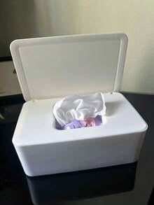 家用桌面塑膠嬰兒濕紙巾收納盒，附蓋空盒，濕紙巾儲存盒 - 彩色 - 查看 4