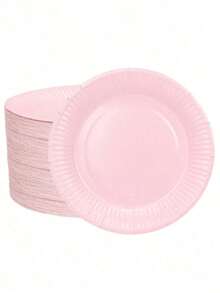 1 Piece/10 Pieces/20 Pieces/50 Pieces Light Pink Paper Plates, 6-Inch Pink Paper Cake Plates, 7-Inch Dessert Plates, 9-Inch Dinner Plates, Suitable For Snacks, Salads, Homemade Cooking, And Handicrafts, Also Suitable For Office, Camping, Indoor Use - Multicolor - View 12