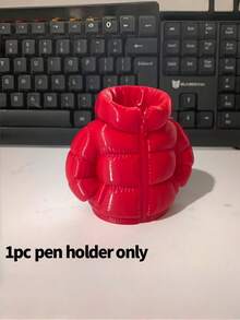1PC Compact Plastic 3D Printed Down Jacket Style Creative Pen Holder Durable Lightweight Non Slip Scratch Resistant Easy Clean Desk Decoration Stationery Organizer For Office Home Study Room Gift For Friends Classmates Birthday Christmas Back - multicolor - View 5