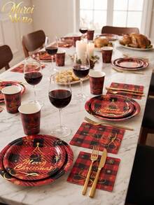 Muroi Mono 25/100 Pieces Of Disposable Party Supplies, Including Disposable Paper Plates, Napkins, Cups, Suitable For Dessert Service, Party Decorations, Various Events, And Gatherings, Including Christmas. - Style 4 - View 6