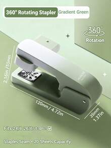 360° Rotating Stapler, Operated Manually, Easy To Use, Suitable For Students And Offices. It Can Hold 20 Sheets Of Paper At A Time. Compatible With 24/6 And 26/6 Staples, Can Staple At The Center Seam, And Can Bind 20 Sheets Of Paper - Multicolor - View 5