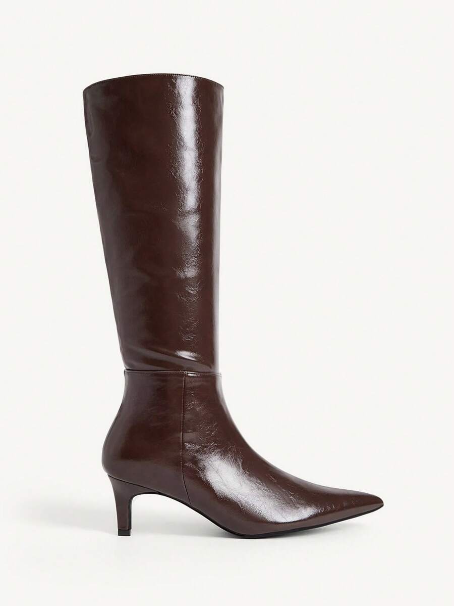 CUCCOO CHICEST Sexy Fashion Pointed Stiletto Casual Versatile Side Zipper Women's Brown Boots And Knee Boots Fall Boots - Coffee Brown - View 1