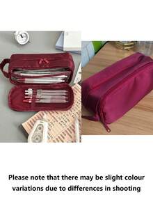 Minimalist Solid Color Double Zipper Large Capacity Storage Bag For Student Stationery And Miscellaneous Items Organizer - Multicolor - View 14