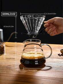 1-Piece Set Of Hand Drip Coffee Brewing Equipment - With Glass Filter And Coffee Pot, With Wooden Stand, Professional Coffee Brewing Set, Suitable For Home/Office/Gift (Including Glass Filter And Heat-Resistant Base). - V60 coffee filter cup, hand brewer - View 4