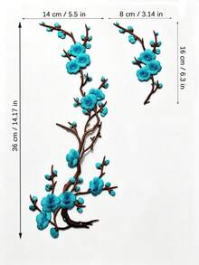 1組，粉色、藍色和玫瑰紅色可選，楊梅刺繡補丁，帶有刺繡梅花圖案的補丁。適用於修補損壞衣物和作為衣飾裝飾 - A - 查看 7