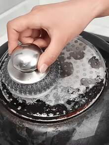 Heavy Duty Stainless Steel Scrub Brush, Replaceable Brush Head With Comfort Grip, Pot Dish Cleaner For Stubborn Kitchen Stains - multicolor - View 6
