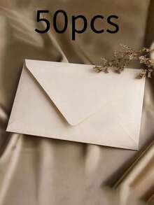 50/100PCS Beige Envelopes DIY Gift Bags Wedding Invitation Sets Cash Red Pockets Stationery Back To School Supplies - Beige - View 7