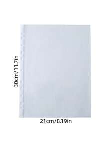 100/200 piezas Bolsas transparentes A4 con 11 orificios para carpeta, fundas duraderas para documentos, insertos para carpetas, organizador de suministros de oficina y escuela, bolsas de almacenamiento, soporte para papel, accesorios de papelería - Talla única - Ver 3