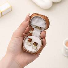 1 hộp đựng trang sức da PU cầm tay nhỏ gọn dễ thương, hộp lưu trữ bông tai và nhẫn, hộp tổ chức trang sức du lịch - quà tặng cho bé gái/phụ nữ, phù hợp cho đám cưới, du lịch, kỳ nghỉ, mùa hè - nhiều màu - Xem 8