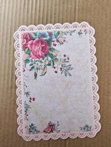 1 Pack (10 Sheets) Vintage Floral Stationery Paper, Hollow Border Decorative Background Scrapbook Paper - Multicolor - View 7