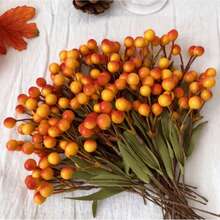 99/400Pcs Stems Artificial Flowers, Orange Red Berry Twigs, Hand-Twisted Floral Branches For DIY Crafts, Vase Arrangements, Autumn & Halloween Table Centerpieces, Party & Home Decor - Multicolor - View 1