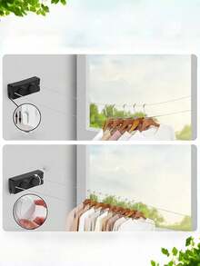 1pc Retractable Invisible Indoor/Balcony Steel Clothesline, Bathroom Retractable Clothesline,Spring,Minimalist,Summer Tops - Multicolor - View 2