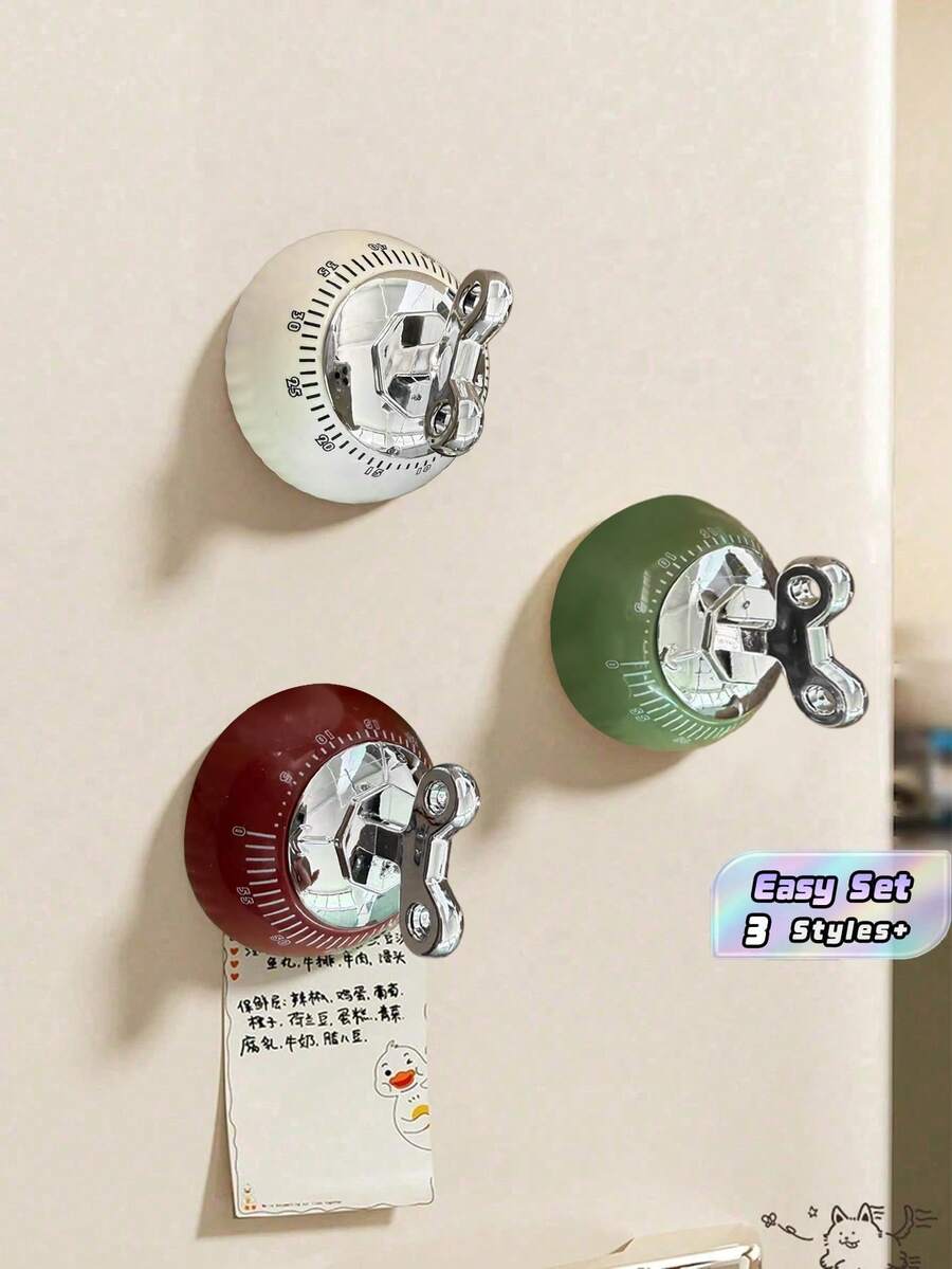 1 Timer Mekanik Magnetik Dapur Tanpa Baterai, Alarm Keras untuk Memasak, Kelas, Belajar, Rumah, Alat Dapur Wajib Dimiliki - MultiWarna - View 1